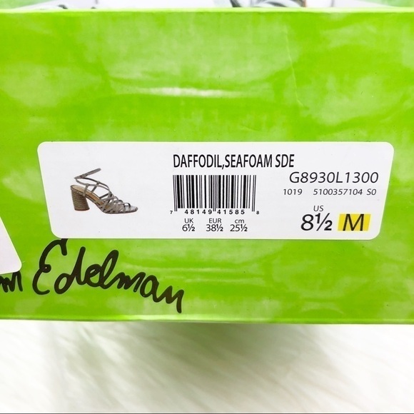 New Sam Edelman Daffodil Sandals in Seafoam Mineral Green Croc Embossed Leather - Picture 11 of 15